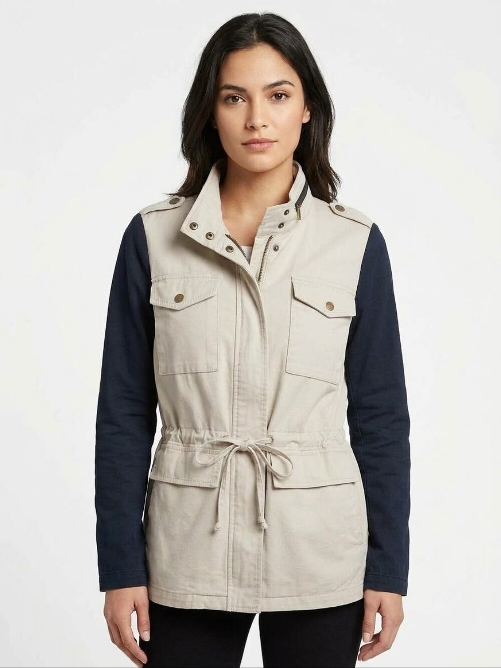 Anthropologie Daniel Rainn Utility Safari Jacket Beige Black Small